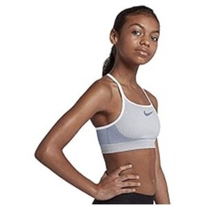 NIKE Girls' Seamless Sports Bra | White/Ashen Slate | Size Small